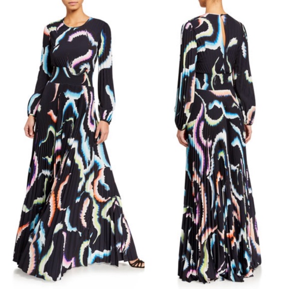 A.L.C Leah Pleated Maxi Dress Midnight Multi in 6 - Picture 5 of 12